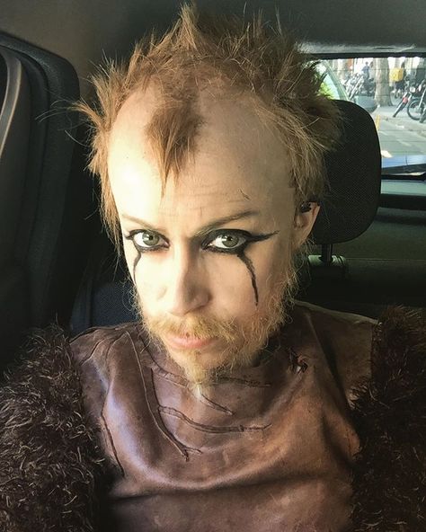 This is me as Floki from Vikings! Makeup, latex bald, wig, beard, costume and props made by myself. My IG @jess_herrlein 👈🏻⚔️ Vikings Makeup, Beard Costume, Prop Making, By Myself, Vikings, Wigs, Makeup, Instagram, Make Up