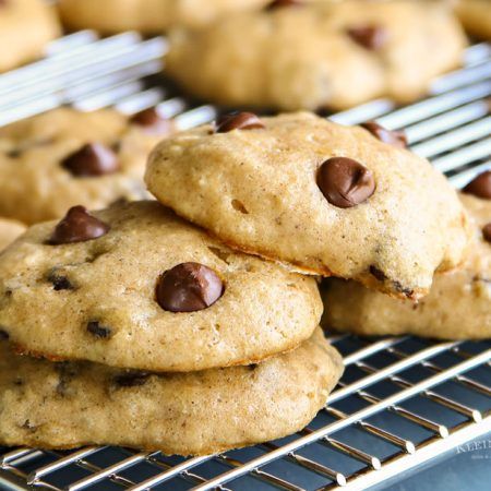 Chocolate Chip Applesauce Cookies - Kleinworth & Co Applesauce Chocolate Chip Cookies, Recipe Using Applesauce, Applesauce Cookies, Salt Free Recipes, Splenda Recipes, Chocolate Chip Blondies, Healthy Chocolate Chip Cookies, Apple Sauce Recipes, Healthier Desserts