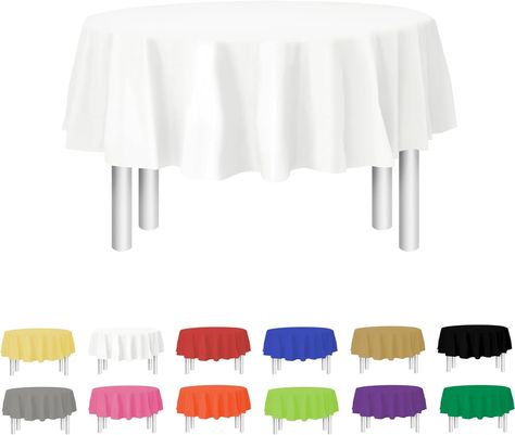 Amazon.com: White Disposable Plastic Tablecloth for Round Tables (12 Pack) 84 inches Table Cloths for Parties, Events & Weddings, Indoors & Outdoors, Plastic Table Cover: Home & Kitchen Silver Tablecloth, Purple Tablecloth, Yellow Tablecloth, Disposable Tablecloth, Picnic Table Covers, Pink Tablecloth, Plastic Table Cover, Black Tablecloth, Red Tablecloth