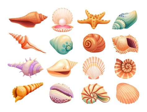 Seashell Illustration Drawing, Seashells Illustration, Sea Shell Illustration, Shells Illustration, Shell Illustration, Seashell Drawing, Seashell Illustration, Shell Drawing, Cartoons Hd