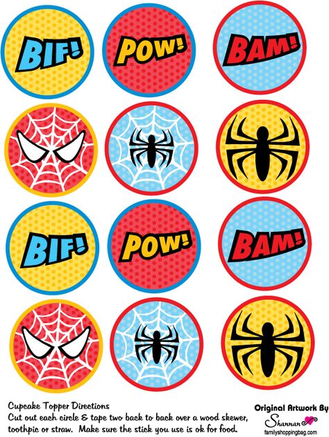 Spiderman Printables, Topper Spiderman, Spiderman Cupcake Toppers, Spiderman Topper, Spiderman Theme Party, Superman Birthday Party, Spiderman Cupcakes, Cupcake Toppers Free, Spiderman Birthday Cake