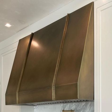 Steel Hood Range, Black Walnut Range Hood, Brass Hood Fan, Brass Stove Hood, Brass Oven Hood, Mid Century Range Hood, Metal Range Hood Kitchen, Brass Kitchen Hood, Statement Range Hood