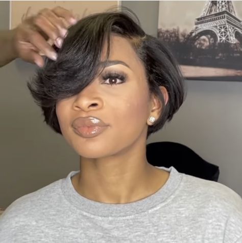 Black Women Short Bob Haircut, Ear Length Bob Black Women, Ear Length Hairstyles For Black Women, Short Bob Black Women, Short Bob Hairstyles For Black Women, Very Short Bob Black Women, Natural Hair Bob Cut, Natural Hair Bob, Finger Waves Short Hair