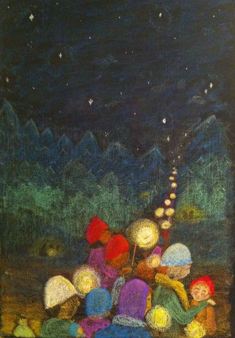 Lantern Walk, Martinamas, grade 3, Waldorf School of Atlanta Lantern Walk, Waldorf Chalkboard, Chalkboard Pictures, Blackboard Drawing, Blackboard Art, Chalkboard Drawings, Waldorf Crafts, Waldorf School, Waldorf Education