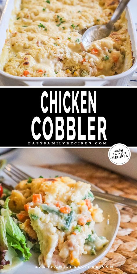 This Chicken Cobbler is the best comfort food! It became viral recipe on TikTok and now is loved by kids and families everywhere! This easy chicken casserole has just a few ingredients and can be prepped and in the oven in as little as 10 minutes. With layers of tender shredded chicken, cream of chicken soup, and cheddar bay biscuit mix, this casserole is amazingly delicious! If you want to save more time, try making this quick dinner recipe with rotisserie chicken. Chicken Cobbler Recipe, Barefoot Neighbor, Chicken Cobbler, Lobster Recipe, Red Lobster Biscuits, Chicken Casserole Easy, Cobbler Recipe, Rotisserie Chicken Recipes, Chicken Pot Pie Recipes