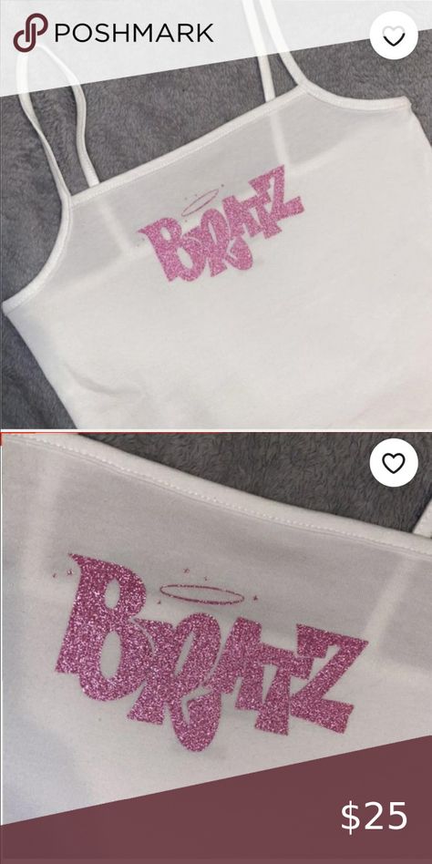 Bratz Doll Cropped Cami Bratz Shirt Crop Top, Bratz Leavers Shirt, Bratz Shirt, Las Bratz, Brat Aesthetic, Decorating Shirts, Movie Character Ideas, Leavers Shirt, Bratz Aesthetic