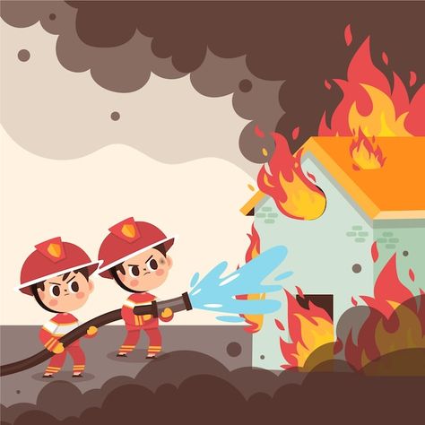 Free vector illustrated firefighters put... | Free Vector #Freepik #freevector #firefighter #fire-rescue #fireman #fire-safety Fire Safety Free, Fireman Art, Firefighter Art, Job Reference, Iphone Dynamic Wallpaper, Fire Prevention, Fire Hazard, Fire Rescue, Fire Safety