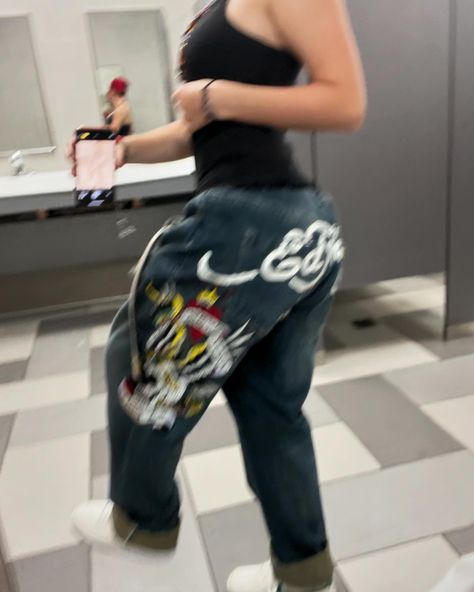 I GOT ON @edhardy ‼️‼️‼️ #edhardyjeans #jeans #edhardy #fashion #ootd #ootdfashion #fit #fitcheck #outfit #outfitoftheday Ed Hardy Jeans Outfit, Ed Hardy Outfit, Ed Hardy Jeans, Jeans Outfit Women, Dream Fashion, Outfit Women, Jeans Outfit, Really Cute Outfits, Ed Hardy