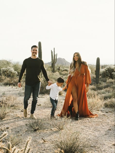 Gorgeous Family Photos, Boho Chic Family Photoshoot, Burnt Orange Maternity Dress Photoshoot Family, Boho Family Fall Photoshoot, Family Photo Outfits Arizona, Family Styled Shoot, Maternity Family Outfits, Desert Maternity Shoot Family, Arizona Maternity Photoshoot