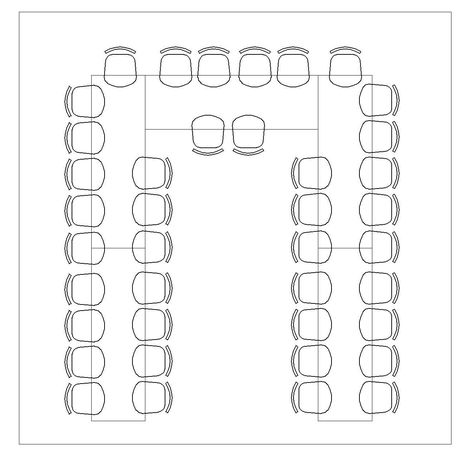 U-shaped seating chart, 36 seats. U Shape Seating Wedding, 40 People Wedding Seating, 70 Person Wedding Seating, 50 People Wedding Seating, 60 Person Wedding Seating, U Shaped Wedding Seating, Matilda Party, Qatar Wedding, Classroom Seating Chart Template