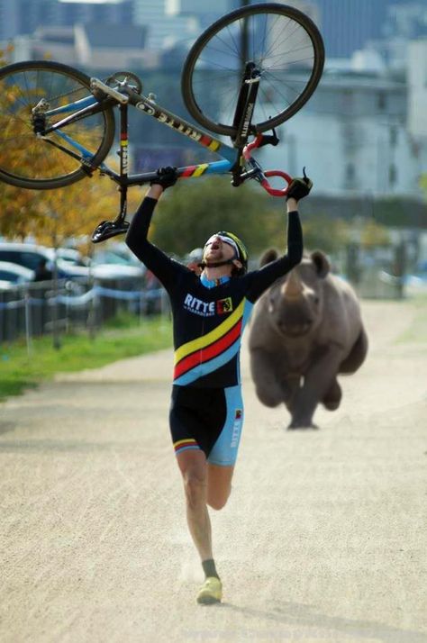 rhino Scary Pics, Bicycle Humor, Cycling Humor, Spin Bike, Cycling Motivation, Bike Photography, Road Bike Women, Mountain Bike Shoes, Pedal Power