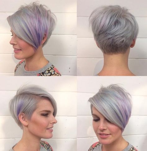 Feathered Gray Pixie with Long Bangs Asymmetrical Pixie Haircut, Choppy Pixie Cut, Thick Hair Cuts, Edgy Pixie Cuts, Pixie Bob Haircut, Pixie Cut With Bangs, Asymmetrical Pixie, Edgy Pixie, Long Pixie Cuts