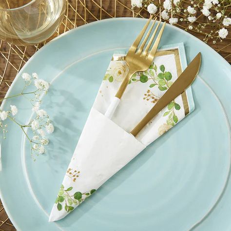 Kate Aspen® Botanical Garden 2-Ply Paper Luncheon Napkins, 120ct. | Michaels Table Setting Paper Napkins, Table Paper Napkins, Table Napkins Ideas Paper, Paper Napkin Table Setting, Table Setting With Paper Napkins, How To Fold Paper Napkins With Utensils, How To Wrap Silverware In Paper Napkins, How To Wrap Utensils In Paper Napkin, Ladies Luncheon Ideas Table Decorations