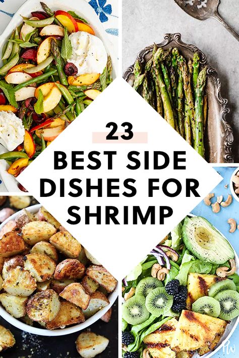 23 Side Dishes That Pair Perfectly with Shrimp #purewow #easy #recipe #lunch #fish #dinner #sidedish #food Side Salad With Fish, Best Sides For Seafood, Side Dishes To Go With Seafood, What To Eat With Shrimp As A Side, Salad To Pair With Salmon, Steamed Shrimp Sides, Seafood Dinner Side Dishes, Sides Dishes For Shrimp, Side Dish For Shrimp Scampi