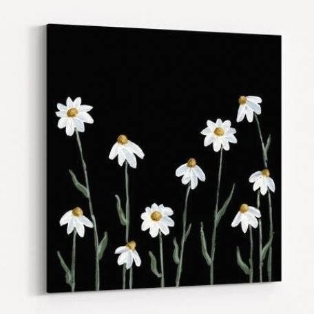 Daisy by The Cranberry Finch wall art available on poster, stretched canvas, framed print, and metal print. White and yellow daisy flowers with a black background. #painting Mini Tela, Black Background Painting, Black Canvas Art, Black Canvas Paintings, Canvas For Beginners, Small Canvas Paintings, Canvas Painting Ideas, Simple Canvas Paintings, Cute Canvas Paintings