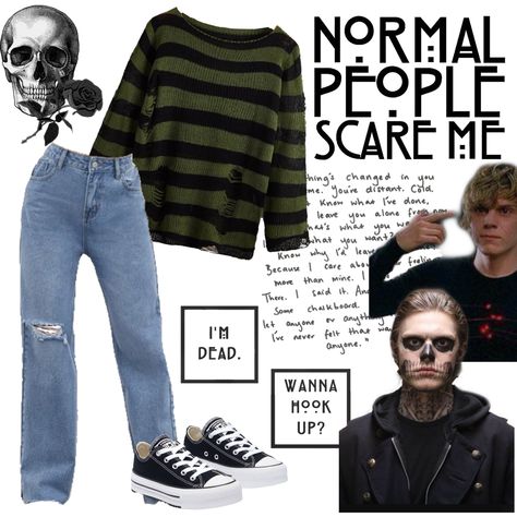 Tate Langdon Outfit Aesthetic, Evan Peters Inspired Outfits, Tate Outfits Ahs, Tate Langdon Aesthetic Outfit, Tate Langdon Clothes, Tate Langdon Inspired Outfits, Billy Loomis Inspired Outfits, Tate Langdon Style, Tate Ahs Costume