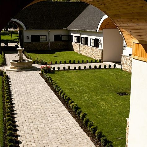 Farm Walkway, Dream Barn Stables, Sidewalk Landscaping, Farm Landscaping, Stable Yard, Equestrian Stables, Horse Barn Ideas Stables, Barn Stalls, Stable Ideas