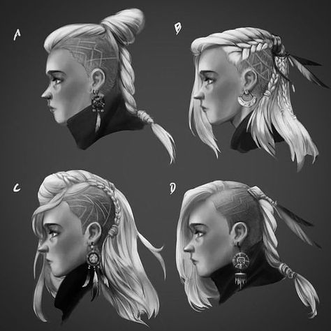 Male Hairstyles, Κούρεμα Bob, Drawing Characters, Costume Noir, Drawing Hair, Viking Hair, 얼굴 그리기, Fishtail Braid, 캐릭터 드로잉