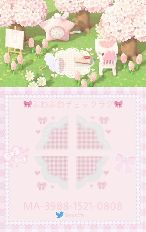 Animal Crossing Fairycore Designs, Pink Flooring Animal Crossing, Acnh Pink Plaid Code, Pink Picnic Blanket Acnh, Kawaii Acnh Island Ideas, Pink Road Animal Crossing, Pink Pathway Animal Crossing, Acnh Pink Wallpaper Code, Animal Crossing Cute Paths