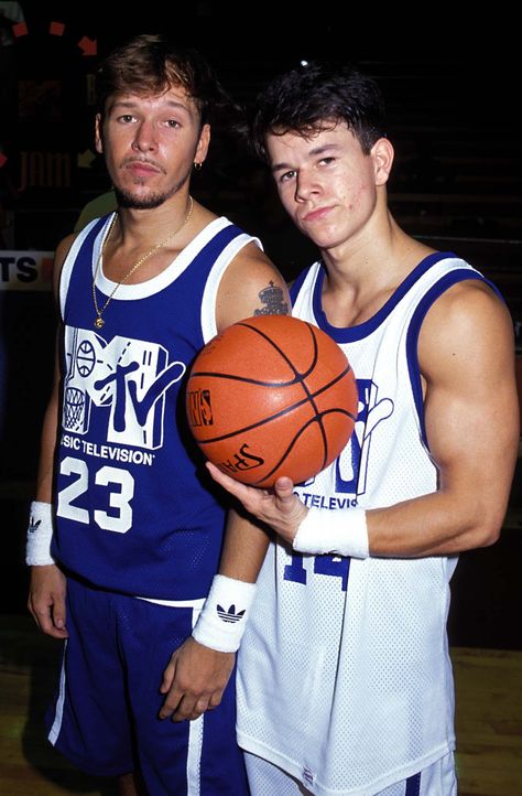 Here he is at the 1991 event with his big brother Donnie. What a couple of hunks, right? Donnie And Mark Wahlberg, Wahlberg Brothers, Marky Mark, Luke Perry, 90s Men, Donnie Wahlberg, Mark Wahlberg, New Kids On The Block, Celebrity Dads