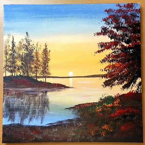 Sunset Autumn Lake Acrylic Painting | artist, art, work of art, art of painting | Sunset Autumn Lake Acrylic Painting #art #artist #artwork #acrylic #painting #eldrawingarts #acrylicpainting #sunsetpainting | By El Drawing Arts | Facebook Lake Acrylic Painting, Sunset Autumn, Sunset Landscape Painting, Drawing Arts, Artwork Acrylic, Painting Sunset, Autumn Lake, Canvas Painting Landscape, Lake Sunset