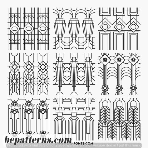 Home Decorating Ideas | Modern Touch | Beginners Tutorial Art Deco Designs And Patterns, Art Deco Embroidery Pattern, Art Deco Door Design, Art Deco Layout, Art Deco Embroidery, Ephemera Art, Art Deco Design Elements, Art Deco Vector, Geometric Patterns Drawing