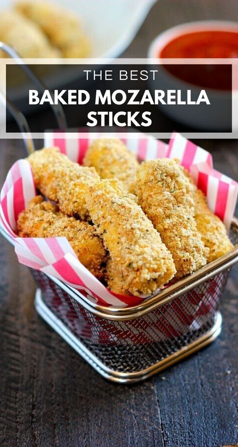 Full of melty cheese and packed with flavor, these Baked Mozzarella Sticks are healthier than the fried kind and perfect to satisfy the munchies! #mozzarella #mozarellasticks #cheesesticks #bakedcheesesticks #bakedmozzarellasticks #snackrecipe #appetizerrecipe #cheeserecipe Baked Mozzarella Sticks, Baked Mozzarella, Homemade Mozzarella Sticks, Mozzarella Sticks Recipe, Best Party Appetizers, Cheesy Snack, Mozzarella Cheese Sticks, Baked Cheese, Melty Cheese