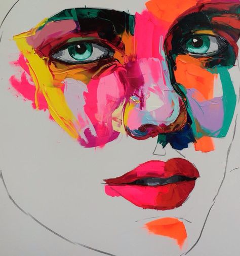 François Nielly Francoise Nielly Artist Research, Multicolored Portrait Painting, Francois Neilly, Francois Nielly, Faces Watercolor, Francoise Nielly, Françoise Nielly, Artist Research Page, Artist Research