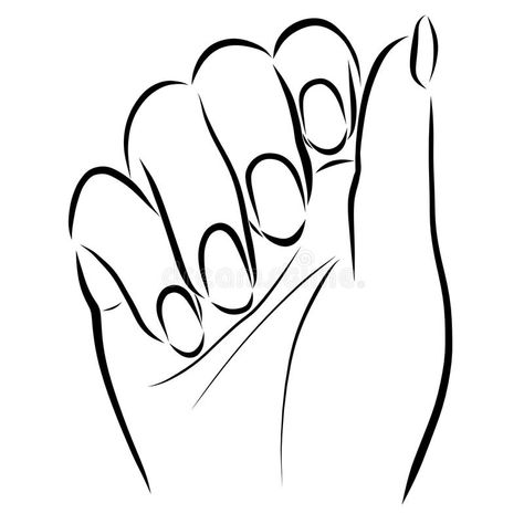 Female hand with neat nails. vector illustration Hand Outline, Nail Art Pictures, Nail Drawing, Hand Drawing Reference, Arte Cyberpunk, Nail Photos, Small Drawings, Simple Cartoon, Pencil Art Drawings