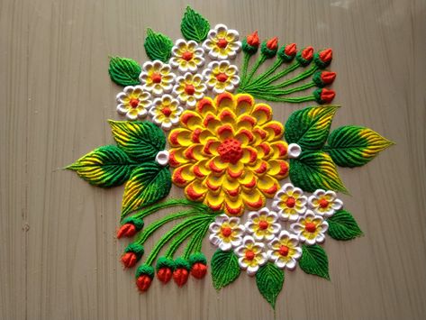 Siddhis rangoli art New Year Rangoli Design 2022, Makar Sankranti Rangoli, Finger Tricks, Haldi Kunku, Rangoli Mandala, Rangoli Big, Rangoli Beautiful, Mandela Designs, Simple Flower Rangoli