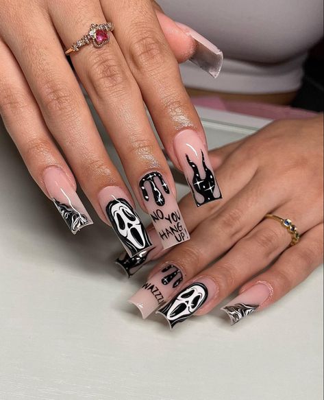 New Clients Welcome, Rave Nails, Horror Nails, Holloween Nails, Long Acrylic Nail Designs, Acrylic Nails Coffin Pink, Long Square Acrylic Nails, Bling Acrylic Nails, New Clients