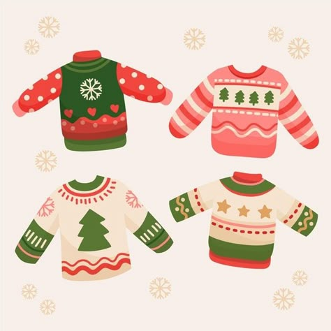 Christmas Sweaters Drawing, Christmas Outfit Illustration, Christmas Jumper Illustration, Ugly Sweater Drawing, Ugly Christmas Sweater Drawing, Christmas Sweater Drawing, Christmas Drawings Cute, Christmas Sweater Template, Sweater Illustration