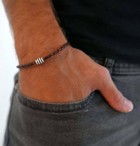 Simple Leather Bracelet, Rope Bracelet Men, Mens Bracelet Designs, Men's Leather Bracelet, Mens Cuff Bracelets, Leather Bracelet For Men, Mens Cuff, Handmade Leather Bracelets, Gift Husband