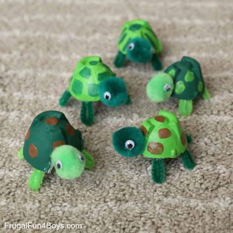 Turtle Crafts, Egg Carton Crafts, Summer Crafts For Kids, Kraf Diy, Summer Activities For Kids, Fun Crafts For Kids, Animal Crafts, Summer Crafts, Toddler Crafts