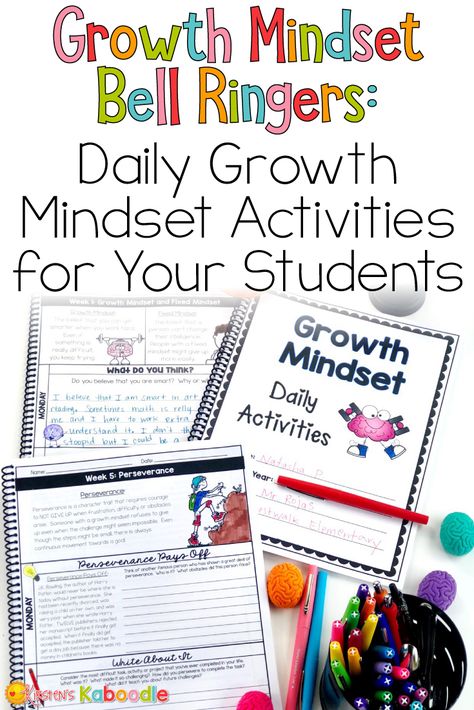 Growth Mindset In The Classroom, Bell Ringers For Elementary, Growth Worksheet, Growth Mindset Goals, Student Growth Mindset, Growth Mindset Lessons, Teaching Growth Mindset, Growth Mindset Classroom, Interactive Student Notebooks