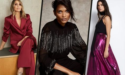 Everyone is different when it comes to how they dress on Christmas Day. Some people get... What To Wear On Christmas, Bobbi Brown Lipstick, Sparkly Bag, Sequin Suit, Satin Skirts, Satin Suit, Black Sparkly Dress, Sparkly Mini Dress, Christmas Day Outfit