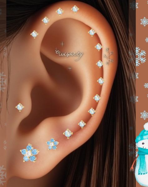 Winter vibes ear curation. Frosted studs combined with simple flower studs can create a harmonious and elegant winter ear curation. #earstyling #flatbackearrings #flatbackstuds #winterfashion #wintervibes #earcuration #earrings #piercings #cartilagepiercing Earrings Piercings, Ear Curation, Flat Back Earrings, Simple Flower, Winter Vibes, Simple Flowers, Cartilage Piercing, Flower Studs, Piercings