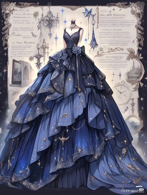 Dark Blue Queen Dress, Ravenclaw Prom Dress, Black And Blue Ball Gown, Blue Ballgown Aesthetic, Dark Blue Fantasy Dress, Dark Blue Prom Dress Aesthetic, Yule Ball Dress Ravenclaw, Dark Blue Dress Aesthetic, Ravenclaw Yule Ball Gowns