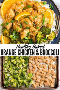 Orange Chicken And Broccoli, Easy Sheet Pan Dinner, Panda Express Orange Chicken, Baked Orange Chicken, Healthy Orange Chicken, Health Lunch, Easy Sheet Pan Dinners, Sheet Pan Suppers, Sheet Pan Dinners Recipes