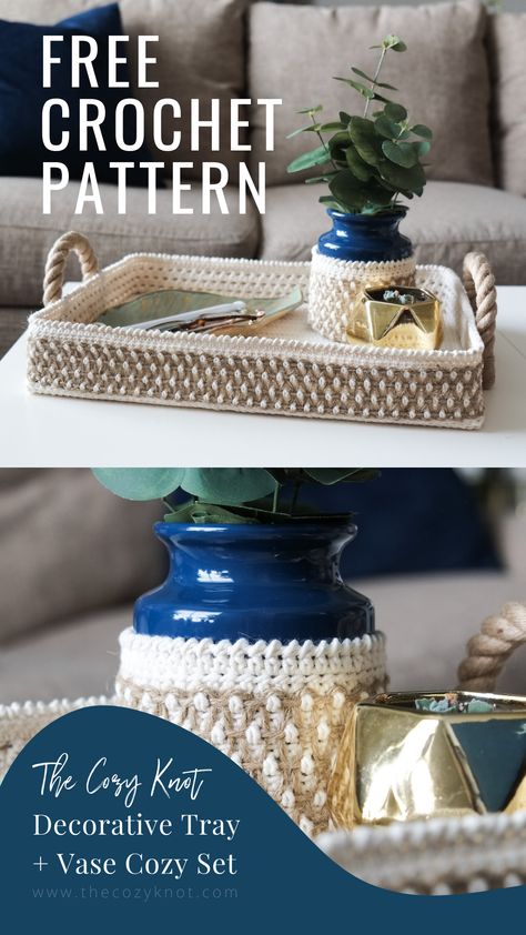 Small Crochet Home Decor, Crochet Diy Ideas Home Decor, Crochet Key Basket, Crochet Bathroom Decor, Crochet Living Room Decor, Home Decor Crochet Patterns Free, Crochet Table Centerpiece, Crochet Car Decor Free Pattern, Free Crochet Remote Caddy Pattern