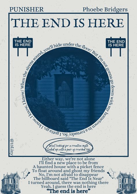 The end is here- Phoebe bridgers- punisher- poster The End Is Here Phoebe Bridgers, I Know The End Poster, Punisher Poster, Phoebe Bridgers Poster, I Know The End, Cracked Lips, Phoebe Bridgers, Song Artists, Graceland