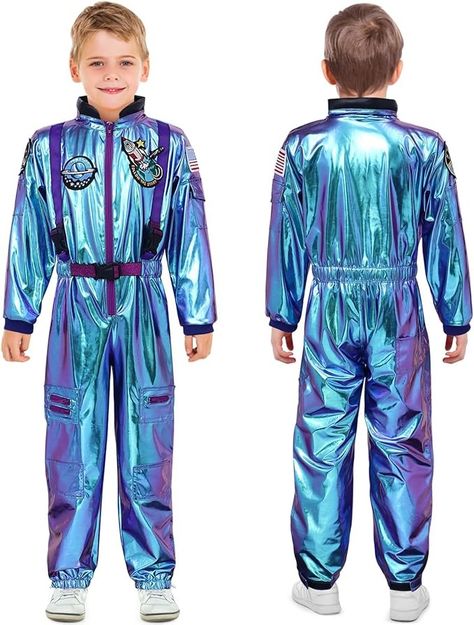 Amazon.com: Latocos Kids Astronaut Costume with Helmet Laser Space Suit for Halloween Boys Girls Pretend Role Play Dress Up Ages 5-16 : Clothing, Shoes & Jewelry Astronaut Men Costume, Astronaut Fancy Dress Kids, Astronaut Costume Helmet, Astronaut Jumpsuit, Men’s Astronaut Costume, Kids Astronaut Costume, Astronaut Costume, Play Dress Up, Halloween Boys