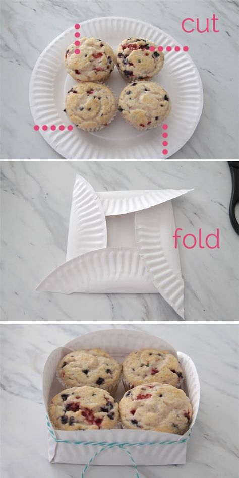 10 DIY Gift Ideas Under $5 Paper Plate Box, Paper Plate Basket, Joululahjat Diy, Treat Basket, Tafel Decor, Paper Plate Crafts, Cookie Packaging, Do It Yourself Crafts, Plate Crafts