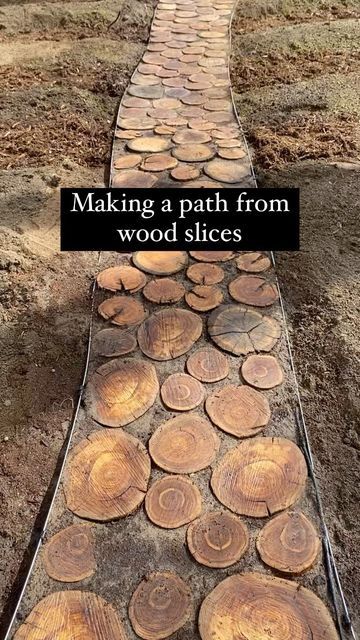 Regenerative Gardening on Instagram: "We had a big tree come down and a path to make, so this is what came of that! Would you like a wood slice path in your garden? #woodslicepath #reuse #usewhatyouhave #garden #sustainable #gardening #gardenhack #backyard #backyarddesign #gardenbed #victorygarden" Wood Walkway, Wood Path, Outdoor Decor Backyard, Big Tree, Backyard Makeover, Backyard Projects, Shoe Lace, Wood Slices, Diy Backyard