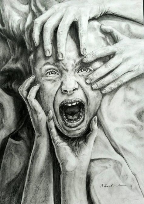 No.69 by amoc777 on DeviantArt Gcse Art Emotions Sketchbook, Gcse Art Sketchbook Emotion, Man Screaming Drawing, Horror Artwork Drawings, Conflict Art, Art Alevel, Gcse Art Sketchbook, A Level Art Sketchbook, Meaningful Drawings