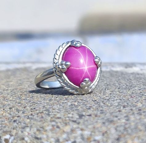 Star Sapphire Ring, Pink Star, Star Sapphire, Star Jewelry, Pink Stars, Weekend Trip, Star Ring, Very Excited, Sterling Silver Bands