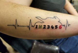 Tattooshop Tradtoo - 1 down 5 up ♡ Added gear shift numbers to the motorcycle heartbeat tattoo i did a while ago. @basjaeskes thank you this has been fun! | Facebook Heartbeat Tattoo, Gear Shift, In A Heartbeat, I Tattoo, Thank You, Tattoos