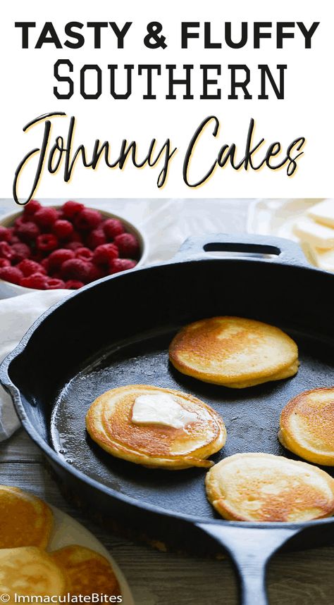 Johnny Cakes Recipe, Cowboy Cornbread, Johnny Cakes, Cornmeal Recipes, Fried Cornbread, Airstream Camping, Belize Food, Southern Breakfast, Johnny Cake