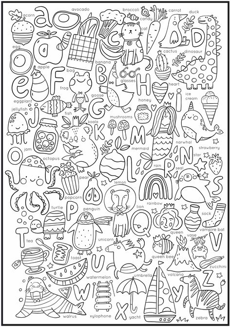 "Huge Coloring Posters in 3 sizes! We now offer 3 sizes for all your space needs. Our posters are jumbo, massive, insanely large, giant you get the point, we love big, and we have BIG posters. Our posters are a blast! We fill every nook and cranny with fun shapes and designs so you can color for hours and enjoy using different colors all over it. It is a perfect activity that both Kids and adults love to do.  Coloring has so many wonderful health benefits not to mention it's just an enjoyable th Activity Preschool, Coloring Posters, Abc Coloring Pages, Learning Poster, Abc Coloring, Teacher Boards, Make Learning Fun, Preschool Class, Doodle Coloring