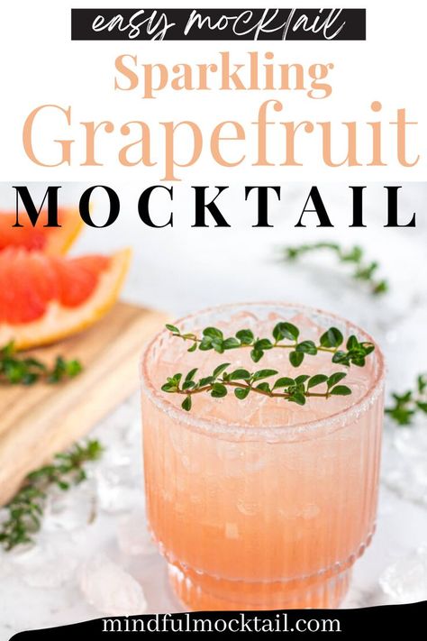 Want to know how to make a super delicious, sparkling grapefruit thyme fizz drink? This is a healthy, refreshing mocktail recipe everyone will obsses over! Grapefruit Thyme Mocktail, Easy Spring Mocktail Recipes, Whole30 Mocktail, Thyme Mocktail, Grapefruit Mocktail, Sparkling Juice Non Alcoholic, Lychee Mocktail, Grapefruit Lemonade, Grapefruit Drink